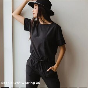 Albion Everyday Jumpsuit Black; Sz XL-petite